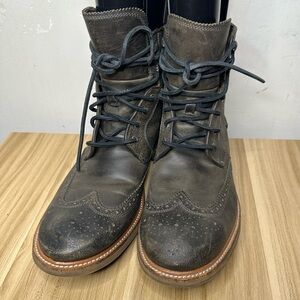 John Varvatos Star U.S.A Men’s 12M Strummer Black Leather Wingtip Lace Up Boots